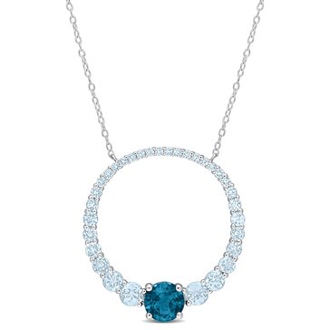 Sofia B. 3 7/8 cttw Sky Blue Topaz & London Blue Topaz Graduated Open Circle Pendant