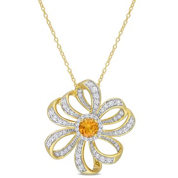 Sofia B. 2 cttw Madeira Citrine & White Topaz Flower Pendant