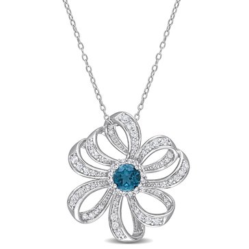 Sofia B. 2 1/4 cttw London Blue Topaz & White Topaz Flower Pendant