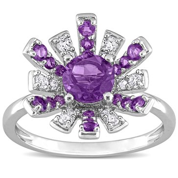 Sofia B. 1 3/8 cttw African Amethyst & White Topaz Starburst Cocktail Ring