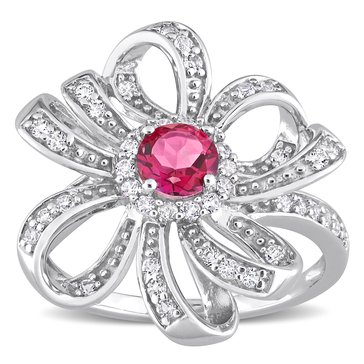 Sofia B. 1 1/10 cttw Pink & White Topaz Flower Cocktail Ring