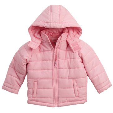 Wanderling Baby Girls Solid Hooded Puffer Jacket