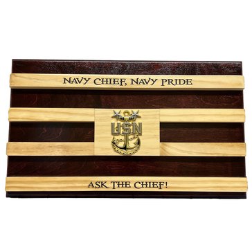 Custom Coin Holders Master Chief Petty Officer Engraved Flag Wall-Mount Coin Holder
