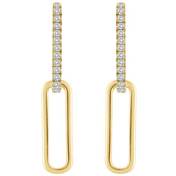 Because by Navy Star Paper Clip Diamond Pave Link Drop Earrings