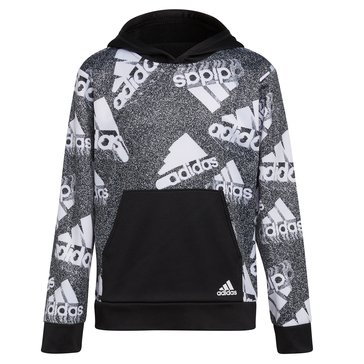 Adidas Big Boys' Brand Love All Over Print Hooded Pullover