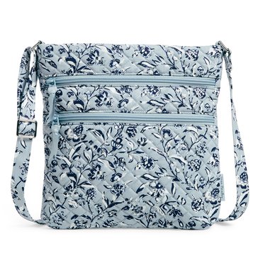 Vera Bradley Perennials Gray Triple Zip Hipster