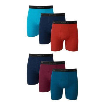 Hanes Men's  Moisture-Wicking Cotton Boxer Briefs, 6-Pack
