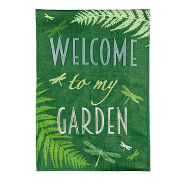 Evergreen Welcome Dragonfly Garden Burlap Flag