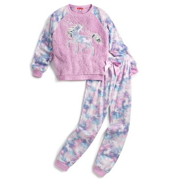 Liberty And Valor Little Girls Long Sleeve Plush Novelty Sleep Set