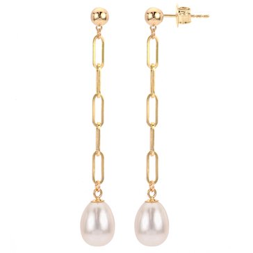 Imperial Freshwater Cultured Pearl Paperclip Link Ballpost Drop Earrings