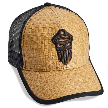 Eight Bells Mens Captain Skull Straw Trucker Hat
