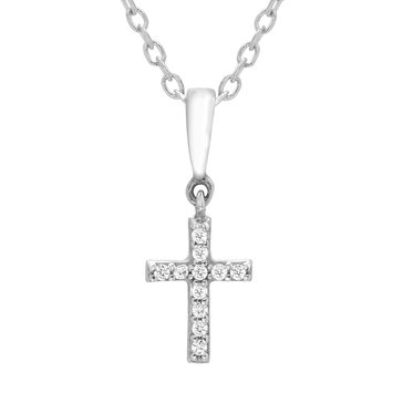 Minimalist Diamond Accent Petite Cross Pendant