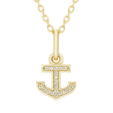 Minimalist Diamond Accent Petite Anchor Pendant