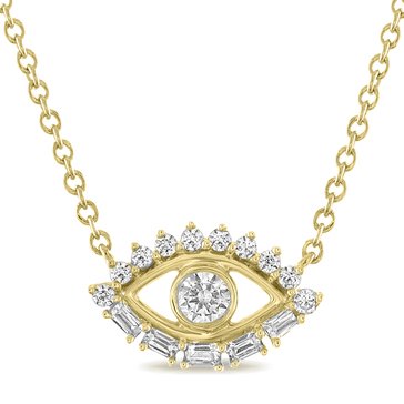 Minimalist Diamond Accent Petite Evil Eye Pendant