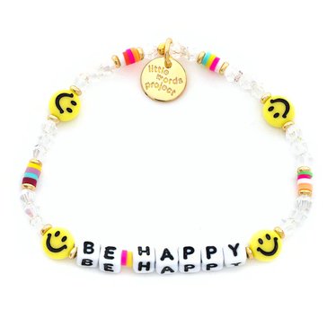 Little Words Project Lucky Symbols-Be Happy Beaded Stretch Bracelet