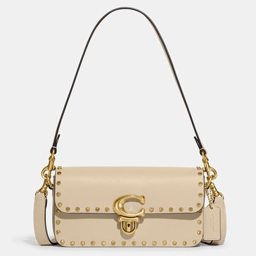 Coach Glove Tanned Leather with Crystal Rivets Studio Baguette Bag