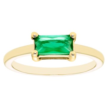 10K Yellow Gold Prong Set Baguette Ring