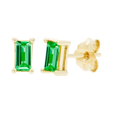 Prong Set Baguette Earrings, 10k Yellow Gold