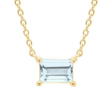 10K Yellow Gold Prong Set Baguette Pendant Necklace