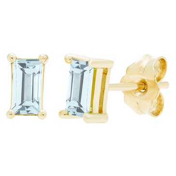 Prong Set Baguette Earrings, 10k Yellow Gold