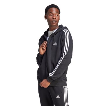 Adidas Men's Three Stripe Fleece Full-Zip Hoodie