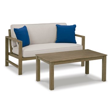 Ashley Zecorra Outdoor Loveseat with Tables