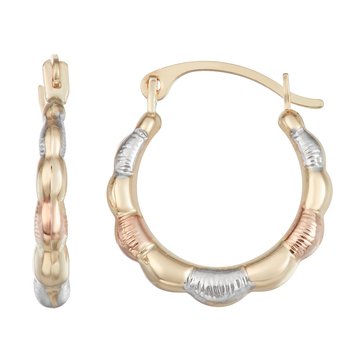 Tricolor Scalloped 15mm Hoop Earrings