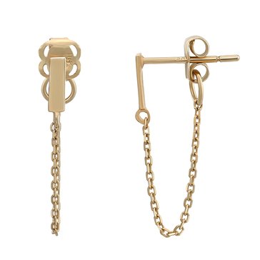 Bar Post Dangle Chain Front Back Earrings