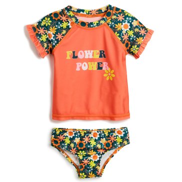 Wanderling Baby Girls' Flower Child Floral Rashgurad Set