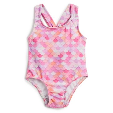 Wanderling Baby Girls' Mermaid Scale One Piece Swimsuit