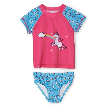 Wanderling Baby Girls' Unicorn Rashguard Set