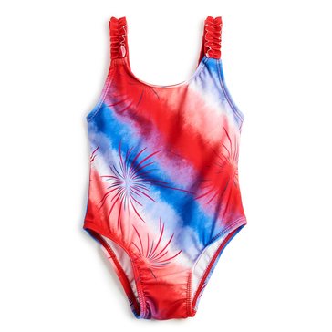 Wanderling Baby Girls' Americana Fireworks One Piece Swimsuit