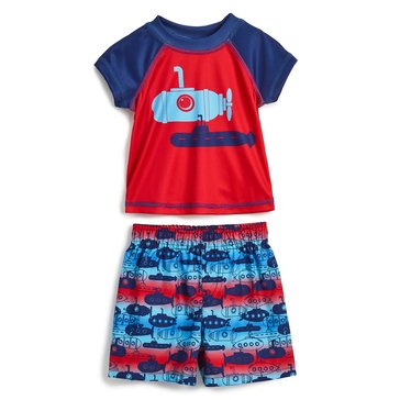 Wanderling Baby Boys' Americana Submarine Rashguard Set