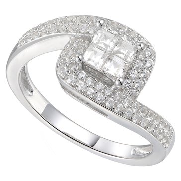 Cubic Zirconia Square Halo Twist Ring