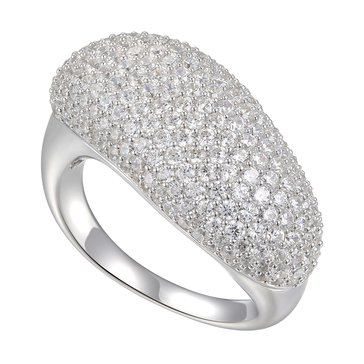 Cubic Zirconia Pave Diagonal Statement Ring