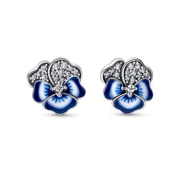 Pandora Pansy Flower Stud Earrings