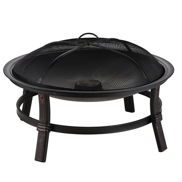 Mr. Bar-B-Q 29-Round Brushed Copper Wood Burning Outdoor Fire Pit