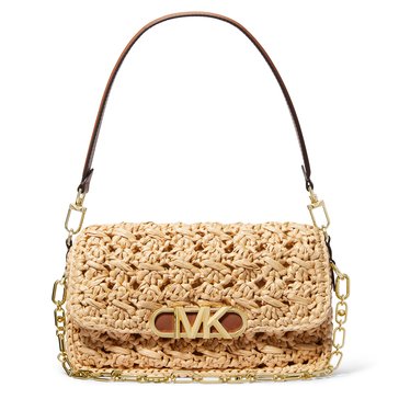 Michael Kors Parker Raffia Straw Medium Conv Pouchette Shoulder