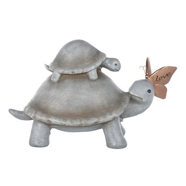 Alpine Mother and Baby Turtle with Love Butterfly Statue