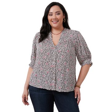 Democracy Women's Elbow Sleeve Printed Blouse