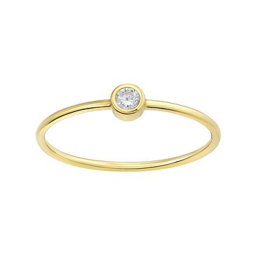 Minimalist Polished Band Ring with CZ Accent