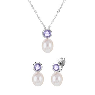 Imperial Cultured Pearl & Amethyst February Birthstone Set