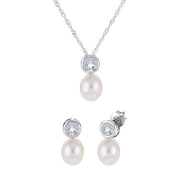 Imperial Cultured Pearl & White Topaz June Birthstone Set