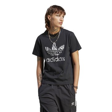 Adidas Women's Short Sleeve Trefoil Infill Animal Print Tee