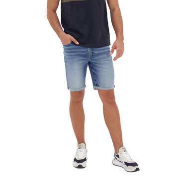 AE Men's Medium Wash Cutoff Cut And Cuff Denim Short