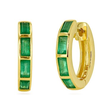 Rachel Reid Emerald Baguette Huggie Earring
