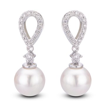 Imperial Akoya Cultured 8mm Pearl and Diamond Accent Earring