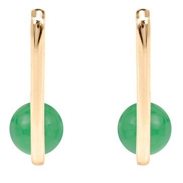Green Jade Square Hoop Earrings