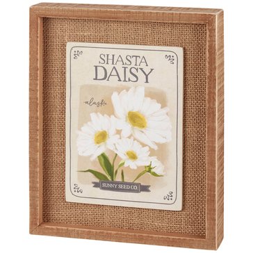 Primitives By Kathy Shasta Daisy Burlap Box Sign