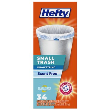 Hefty Drawstring 4 gallon Small Trash Bag, Unscented